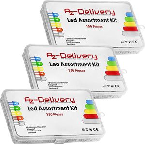 AZDelivery 3 x Kleurrijke LEDs 3 mm 5 mm Geassorteerde Kleur Duidelijke Light Emitting Diodes Kit, UV RGB CC/CA, (Pak van 350) compatibel met Arduino inclusief E-Book!