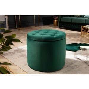 Elegante kruk MODERN BAROQUE 50cm donkergroene fluwelen opbergmand - 40737