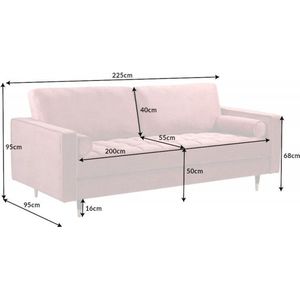 Design 3-zits loungebank COSY VELVET 220cm oudroze fluwelen veerkern - 41071