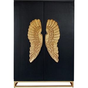 Extravagante barkast ANGEL 140cm zwart mangohout met gouden vleugels - 41107