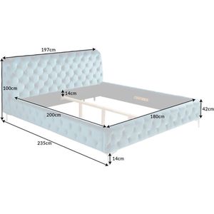 Design tweepersoonsbed MODERN BAROK 180x200cm Pacific Blue Velvet Chesterfield kingsize bed - 41438