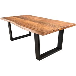 Massief houten salontafel MAMMUT 120cm natuurlijk acacia V-frame zwart 2,5cm tafelblad - 41655