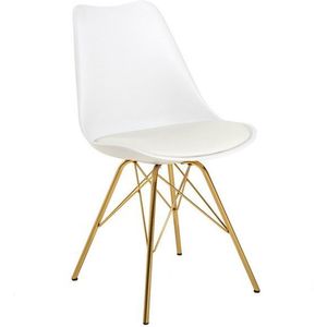 riess-ambiente Polsterstuhl SCANDINAVIA MEISTERSTÜCK weiß / gold (Einzelartikel, 1 St), Esszimmer · Kunstleder · Metall · Retro Design