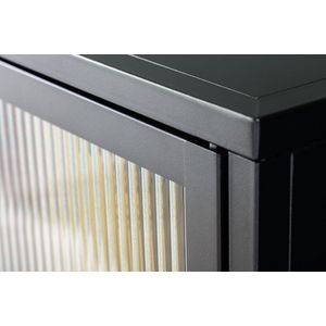 Industriële vitrine DURA STEEL 150cm schwarz metalen Riffelglas highboard - 41725