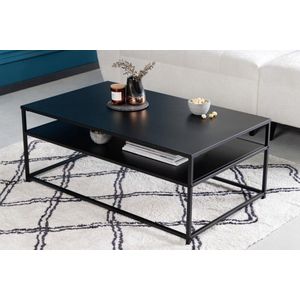 industrieele salontafel DURA STEEL 100cm zwart metaal met opbergvak - 41728