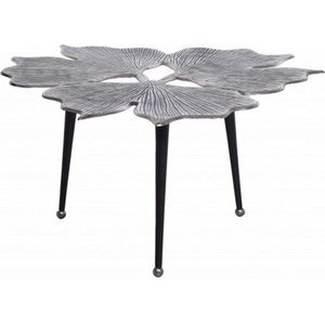 Decoratieve salontafel GINKGO LEAFS 75cm zilver handgemaakt metaal - 41792