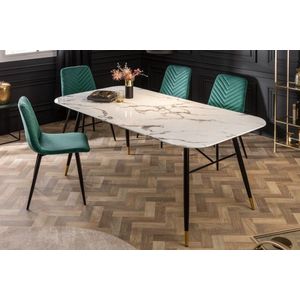 Eettafel marmerlook wit 140 cm