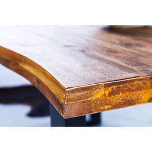 Massief houten eettafel GENESIS 180cm naturel antraciet acaciaboomrand industrieel design - 42047