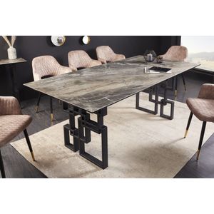 Massief houten eettafel GENESIS 160cm naturel antraciet acaciaboomrand industrieel design - 42050