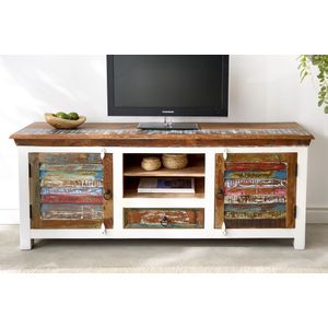 Uniek TV-meubel JAKARTA 150cm mangowit kleurrijk gerecycled massief hout - 42148