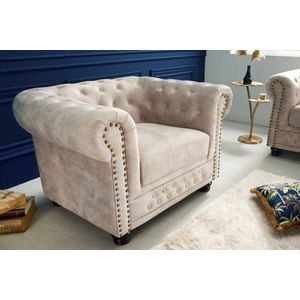 Chesterfield Fauteuil - Champagne - Fluweel - Comfortabele Bekleding