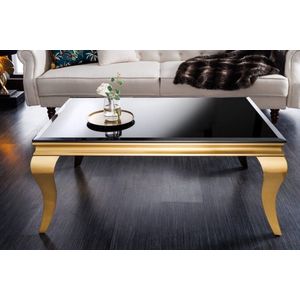 Elegante salontafel MODERN BAROK 100cm zwart opaalglas gouden poten - 42315