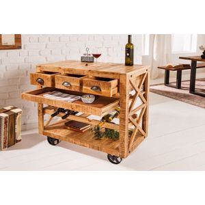BODEGA - Barkast - Mangohout - 86cm - Met Wijnrek