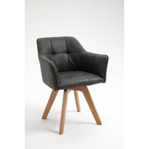 Design stoel LOFT antiek grijs draaiframe van massief beukenhout met armleuning - 42388