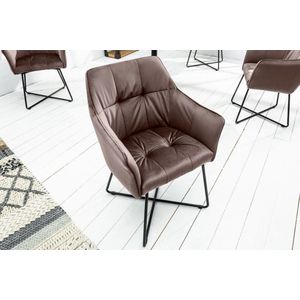 Exclusief design stoel LOFT fluweel taupe bruin met armleuning - 42473