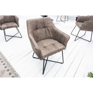 Exclusief design stoel LOFT microvezel vintage taupe met armleuning - 42475