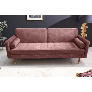 Moderne slaapbank COUTURE 196cm oudroze microvelours 3-zits slaapbankfunctie incl. Kussen - 42495