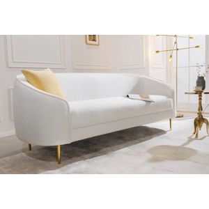 Design 3-zits loungebank DIVA 205cm wit Bouclé 3-zits metalen poten goud - 42817