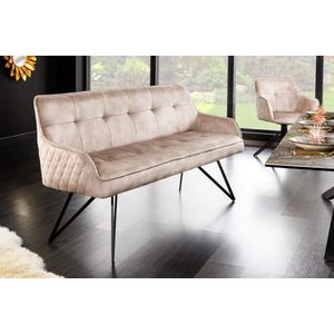 Design - EUPHORIA - Bank - Champagne Grijs - Fluweel - Metalen Poten