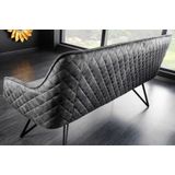 Design bank EUPHORIA 160cm donkergrijs fluweel retrostijl decoratief quilten haarspeldpoten metalen poten armleuningen - 43127