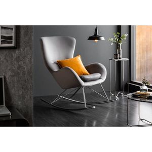 Design schommelstoel SCANDINAVIA SWING grijs fluweel chroom fauteuil - 43141