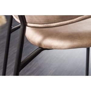 Design stoel VOGUE champagne greige fluweel zwart metalen poten - 43152