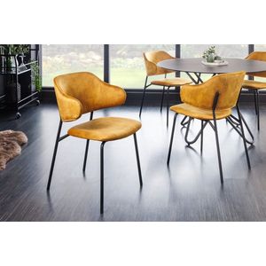 Design stoel VOGUE mosterdgeel fluweel zwart metalen poten - 43153