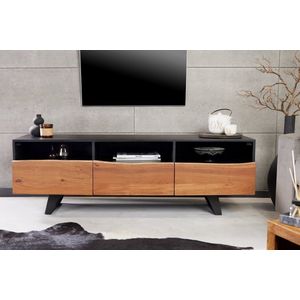 Industrieel design tv-meubel ORGANIC ARTWORK 140 cm massief acaciahout ijzeren frame - 43305