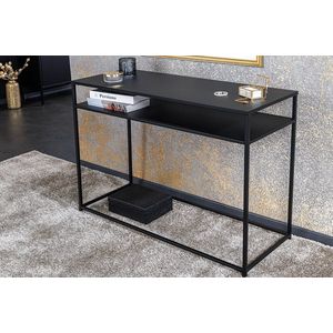 Moderne consoletafel DURA STEEL 100cm zwart metalen plank twee planken - 43328