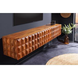 Massief houten TV-lowboard VULCANO 160cm hangende woonkamer naturel mango - 43351
