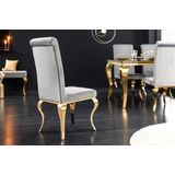 Design stoel MODERN BAROQUE grijs fluweel gouden stoelpoten - 43384