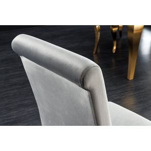 Design stoel MODERN BAROQUE grijs fluweel gouden stoelpoten - 43384