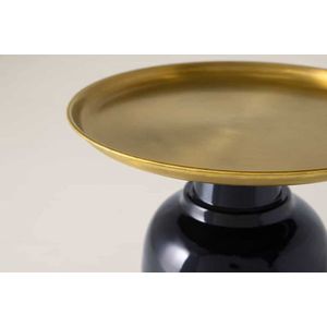 ELEGANCIA - Ronde Bijzettafel - Goud Antiek - Zwart Metaal - Handgemaakt