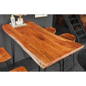 MAMMUT - Bartafel - Natuurlijk Acaciahout - Zwarte Haarspeldpoten - 140 cm