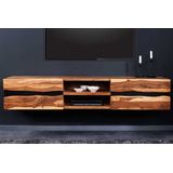 Hangend tv-meubel AMAZONAS 160cm bruin Sheesham massief hout boomrand metaal zwart - 43707