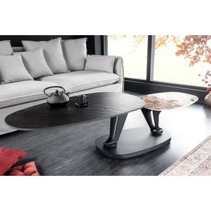 Keramiek salontafel draaibaar zwart natuursteen 94-163 cm