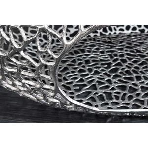 Handgemaakte Salontafel ORGANIC - Zilverkleurig - Metalen Bladontwerp - Opbergruimte