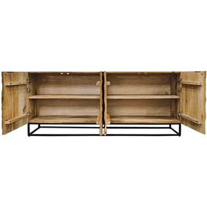 Massief houten dressoir VULCANO 180cm bruin mangohout handgemaakt metalen frame zwart - 44651