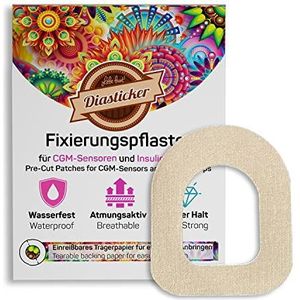 Diasticker® Omnipod fixeerpleisters (10 stuks, beige) | waterdicht - ademend - sterke grip | pod-fixatie, patch, fixatie, tape, overpatch, pleister