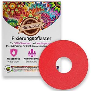 Diasticker® | Freestyle Libre 2 / LibreProtect pleister XL (10 stuks, rood) | waterdicht - ademend - sterke grip | pleister, sensorpatch, fixatie, tape, overpatch, fixeerpleister