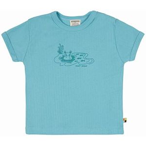 loud + proud Unisex kinderen Derby Rib met print, GOTS-gecertificeerd T-shirt, cyaan, 62/68, cyaan, 62/68 cm