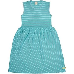 loud + proud Meisjesstrepen met linnen, GOTS-gecertificeerd, kinderjurk, cyaan, 74/80, cyaan, 74/80 cm