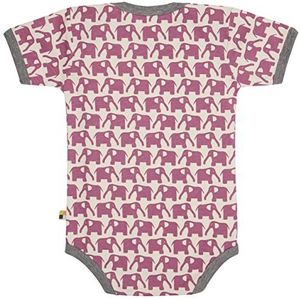 loud + proud Uniseks babybody met korte mouwen en olifantenprint, GOTS-gecertificeerd T-shirt, grape, 50/56 cm