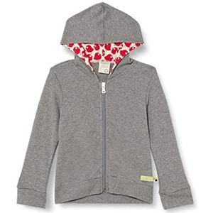 loud + proud Uniseks kinderjack met capuchon, GOTS-gecertificeerd sweatjack, grijs, 122-128