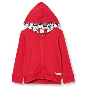 loud + proud Uniseks kinderjack met capuchon, GOTS-gecertificeerd sweatjack, tomaat, 122-128