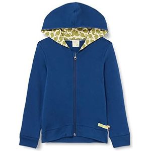loud + proud Uniseks kinderjack met capuchon, GOTS-gecertificeerd sweatjack, ultra marine, 98-104