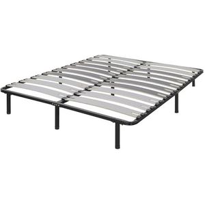 i-flair Metalen bed dek 200x200 cm - stabiel metalen lattenframe op poten met brede latten - lattenbodem geschikt voor alle bedden en matrassen