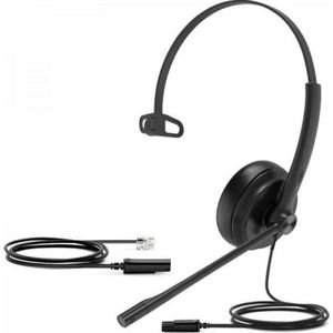 Yealink YHS34 MONO - Breedbandheadset met leren oorkussens voor IP-telefoons (Bedraad), Kantoorheadset, Zwart