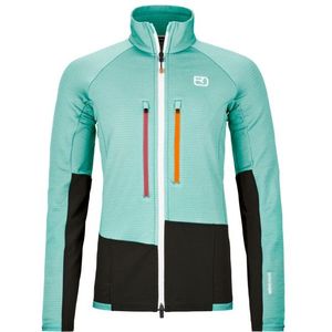 Ortovox - Womens Fleece Rib Jacket - Fleecevest - Turkoois - Stretch, 66% Polyester, 21% Wol, 8% Elastaan, 5% Polyamide