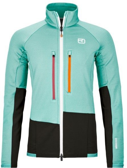 Ortovox - Womens Fleece Rib Jacket - Fleecevest - Turkoois - Stretch, 66% Polyester, 21% Wol, 8% Elastaan, 5% Polyamide